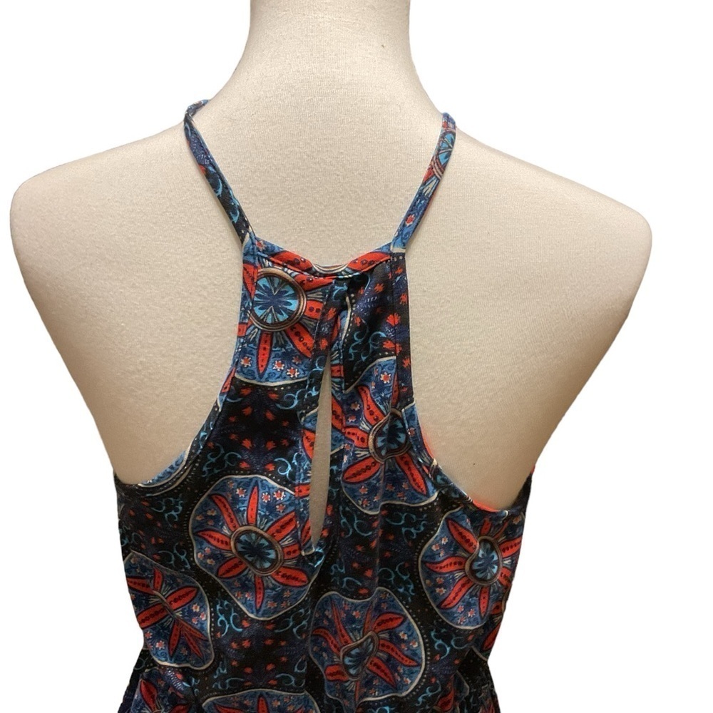 French Grey Graphic Print Knit Spaghetti Strap Maxi Dress - Picture 5 of 5